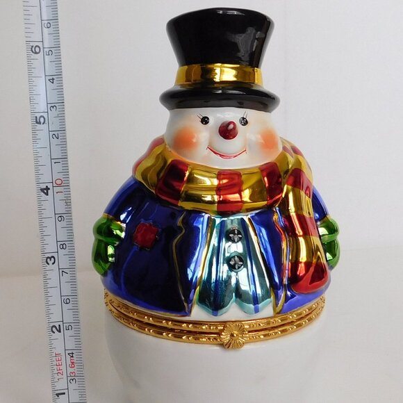 Christopher Radko "Chills Wills" Ceramic Hinged Snowman Trinket Box 6.5" - Picture 7 of 7